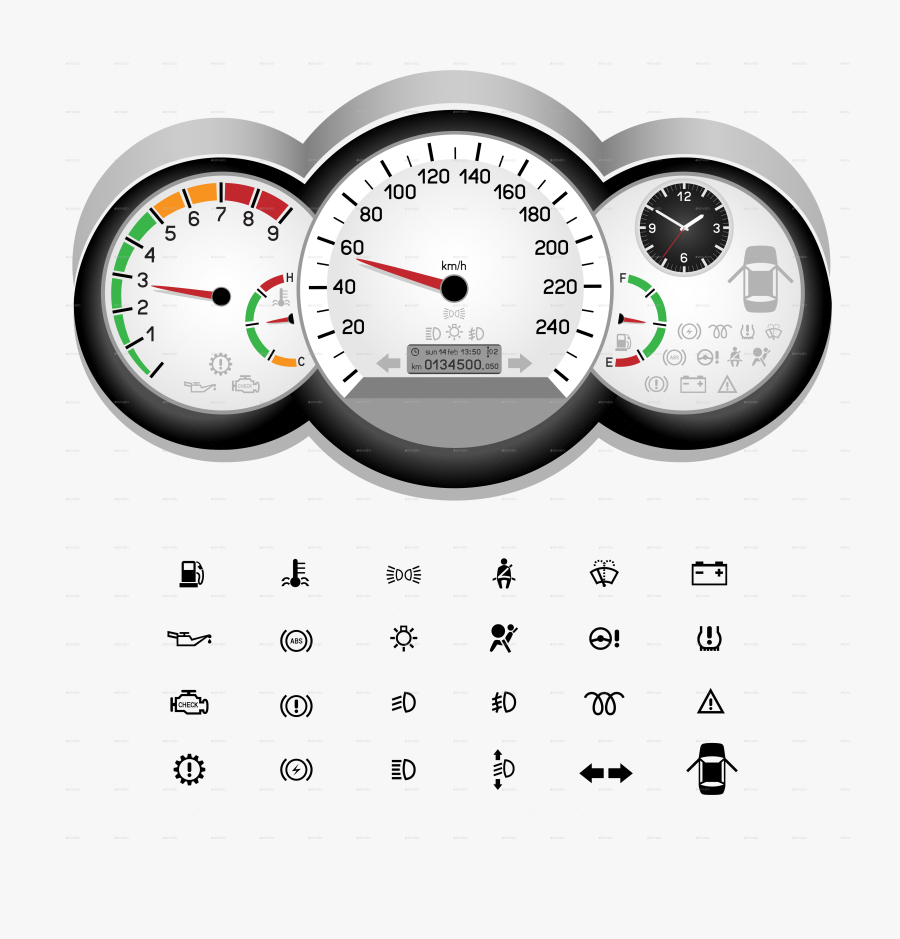 Transparent Gas Gauge Clipart - Control Panel Car Icon, Transparent Clipart