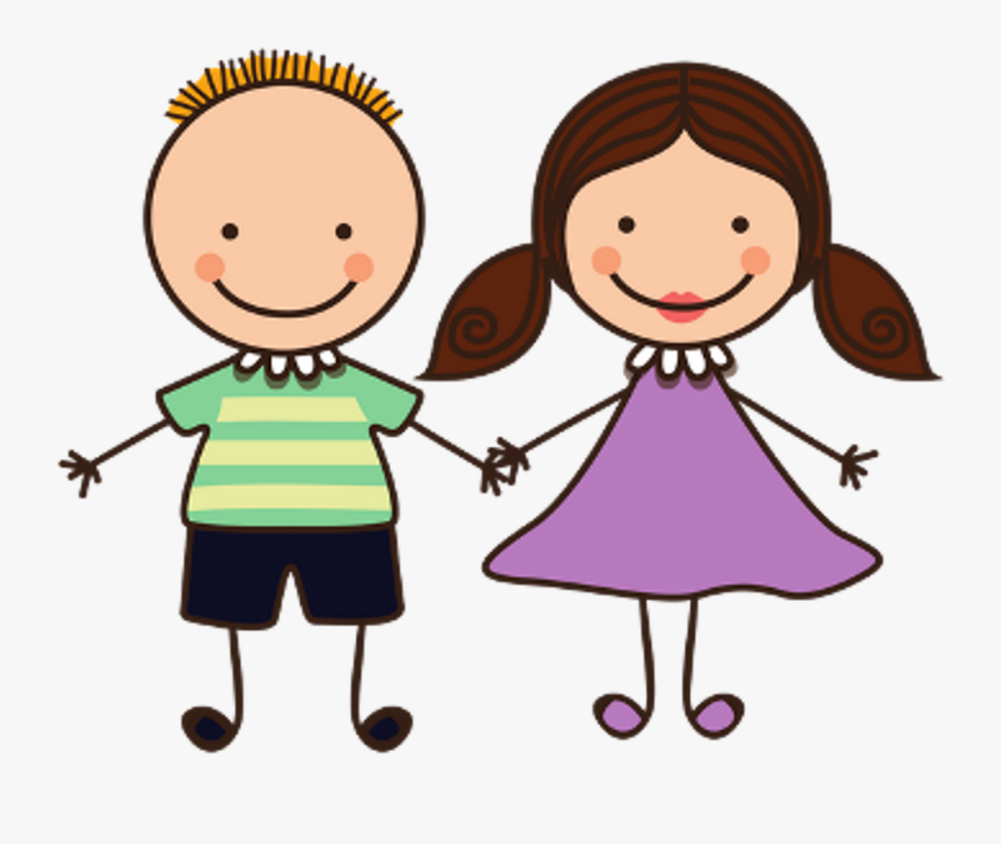 Transparent Children Holding Hands Clipart - Girl And Boy Cartoons, Transparent Clipart