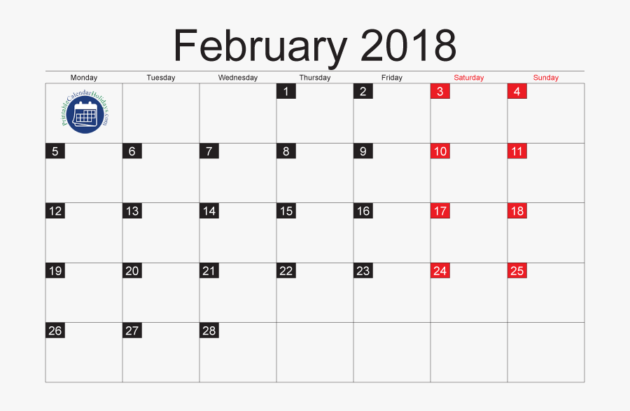 February 2018 Calendar Cute, February Cute Calendar, - Many Days In November 2018, Transparent Clipart