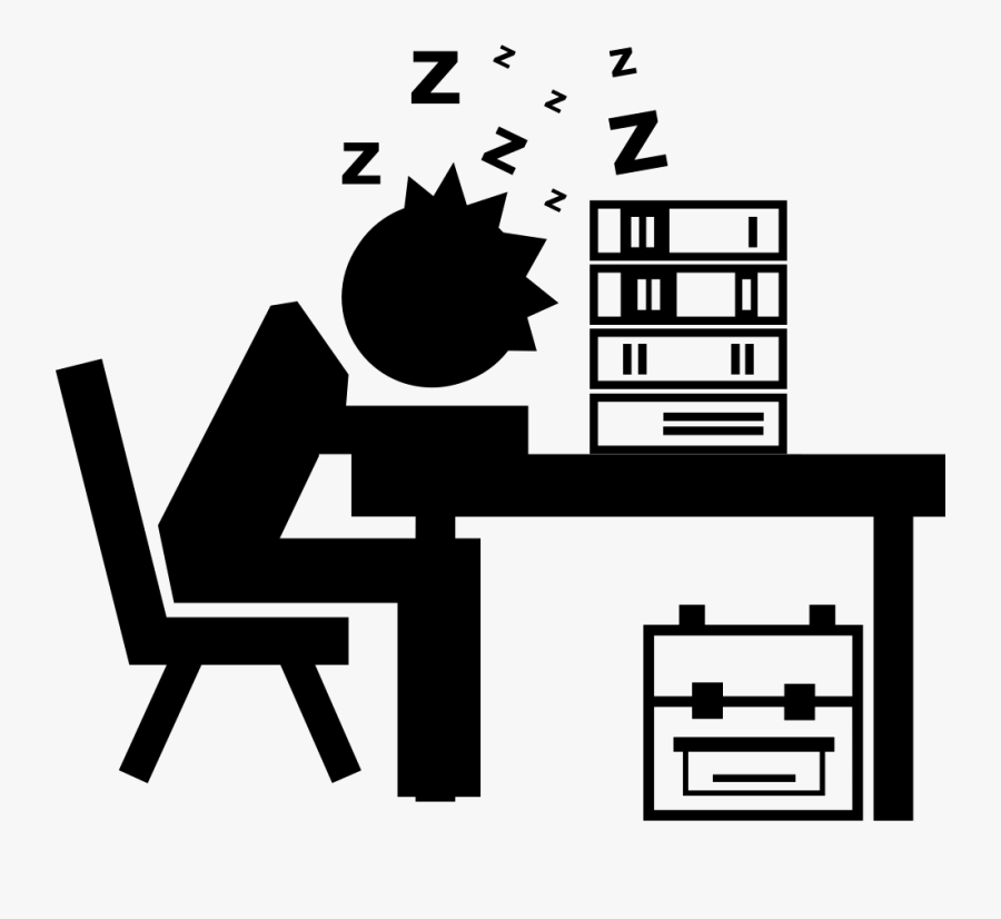 Professor Or Student Sleeping On His Desk With Books - Sleeping In Class Png, Transparent Clipart