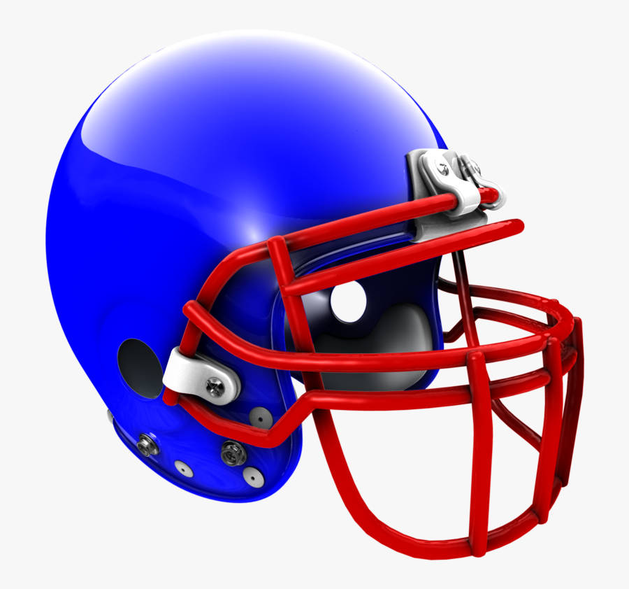 3d Rendered Helmet Tutorial - Blue Football Helmet With Red Face Mask, Transparent Clipart