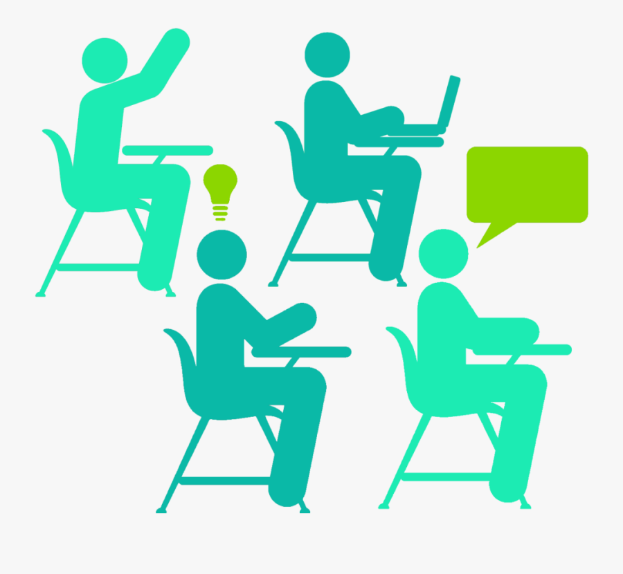 Four Students At Desks - Transparent Images Of Classroom Training, Transparent Clipart