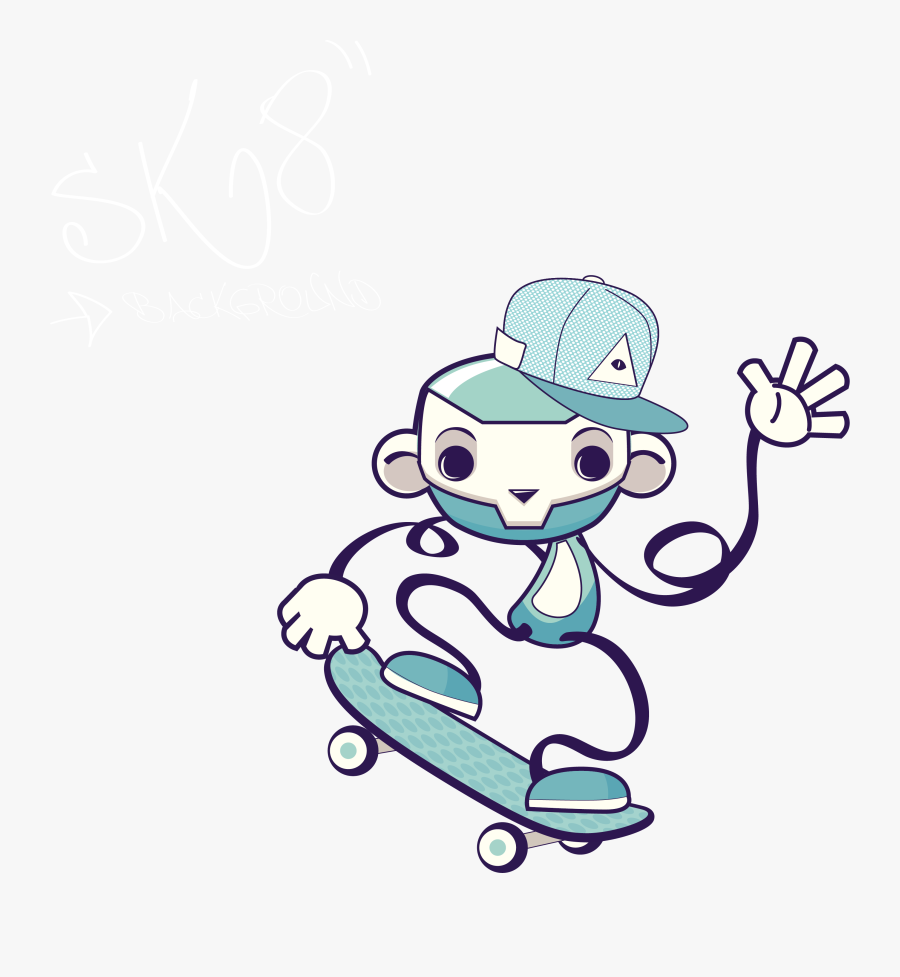 Handdrawn Basketball Clipart - Skateboard Cartoon Characters Drawing, Transparent Clipart