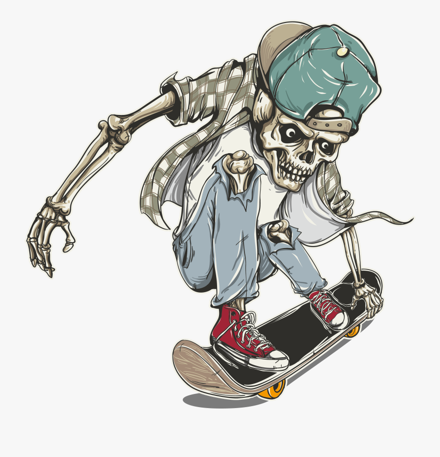 Transparent Skateboarding Clipart - Skateboarding Skeleton, Transparent Clipart