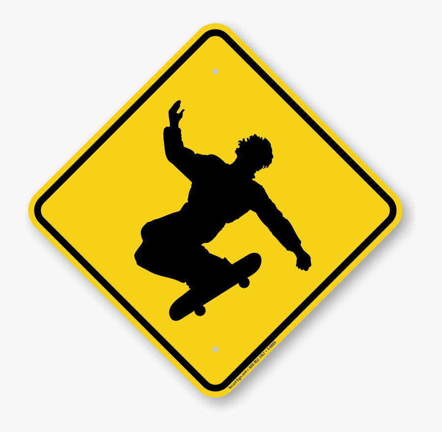 Skateboarding Allowed Signs Zoom - Pedestrian Crossing Sign Clip Art, Transparent Clipart