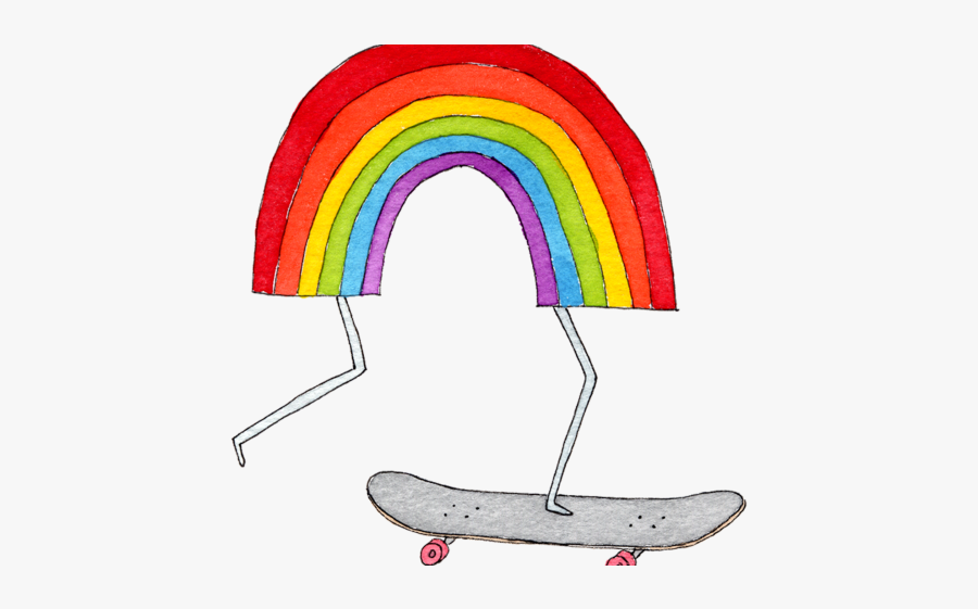 Skateboarding Rainbow, Transparent Clipart