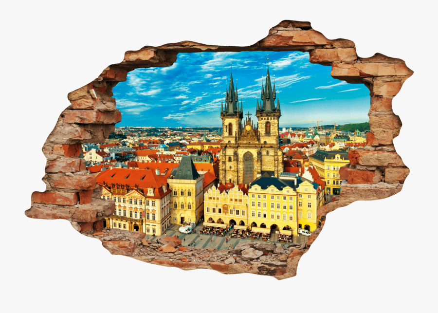 Sticker Trompe L Il Prague Ambiance Sticker Col Ros - Old Town Square, Transparent Clipart