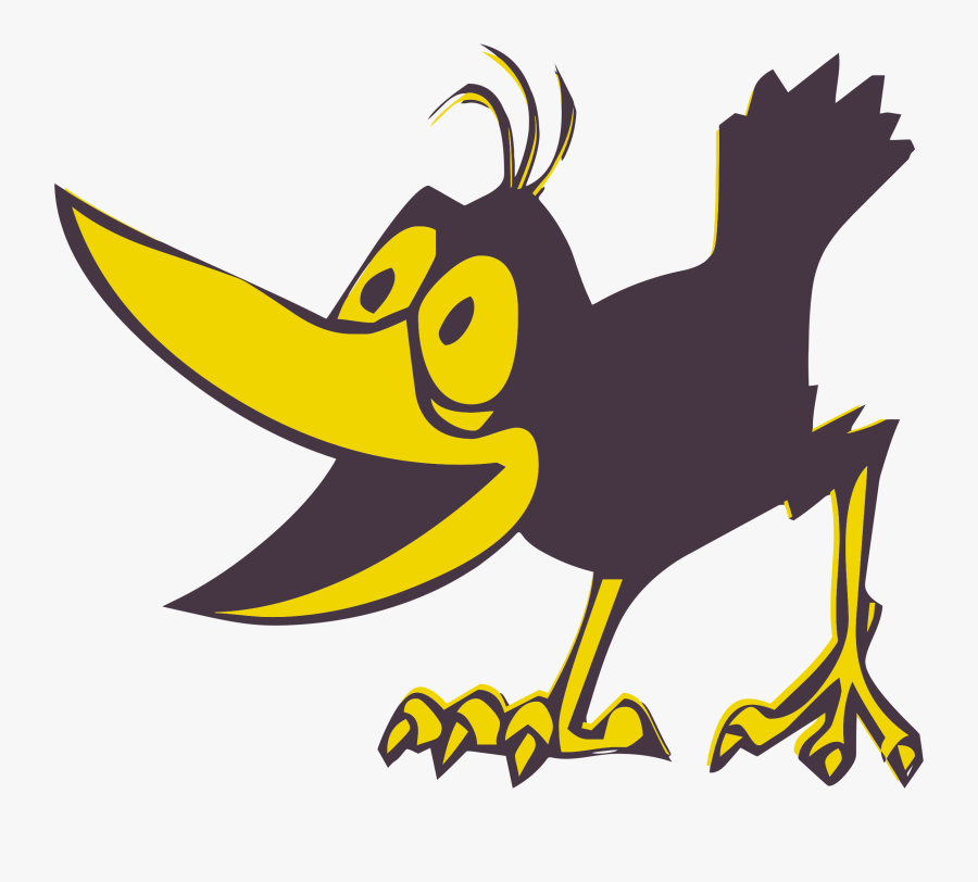 Funny Bird Cartoon Animal Cute Birds Vector - Crow Cartoon Png, Transparent Clipart