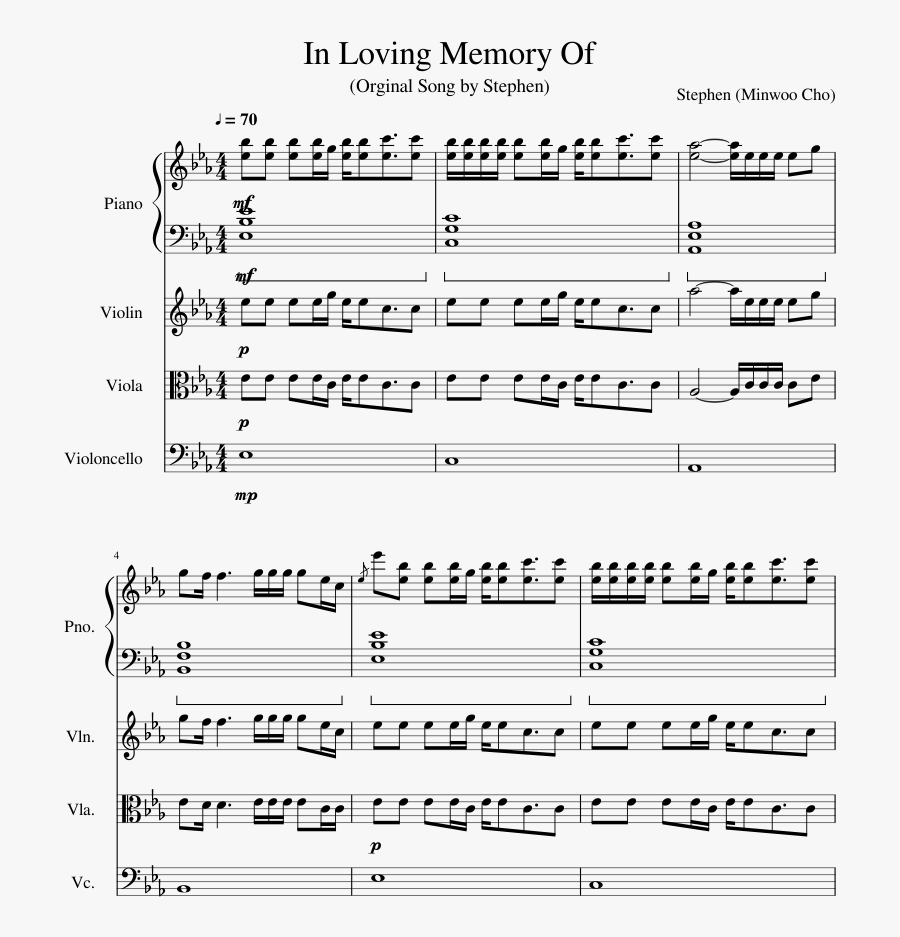In Loving Memory Of Sheet Music Composed By Stephen - Паровозик Из Ромашково Ноты, Transparent Clipart