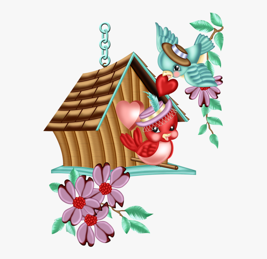 Transparent Cute Birds Png - Free Clipart Of Birdhouses And Flowers, Transparent Clipart