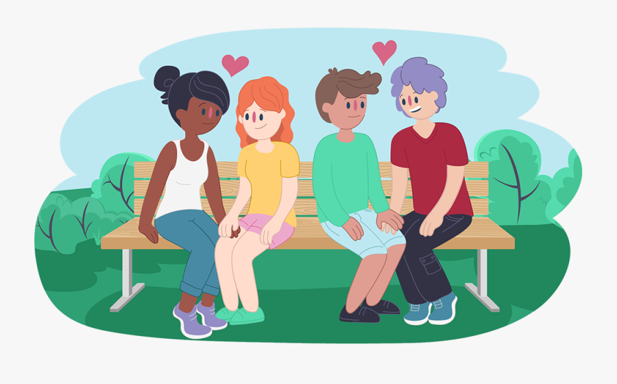 Two Girls Holding Hands And Two Boys Holding Hands - Sexuality Kids, Transparent Clipart