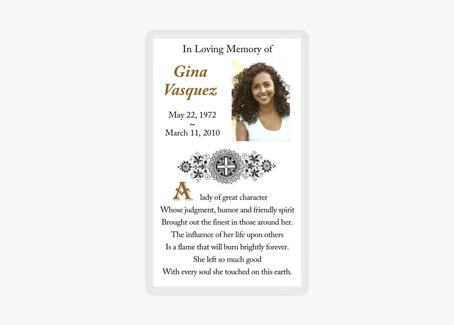 Clip Art Memorial Card Templates Free - Memorial Invitation Cards, Transparent Clipart