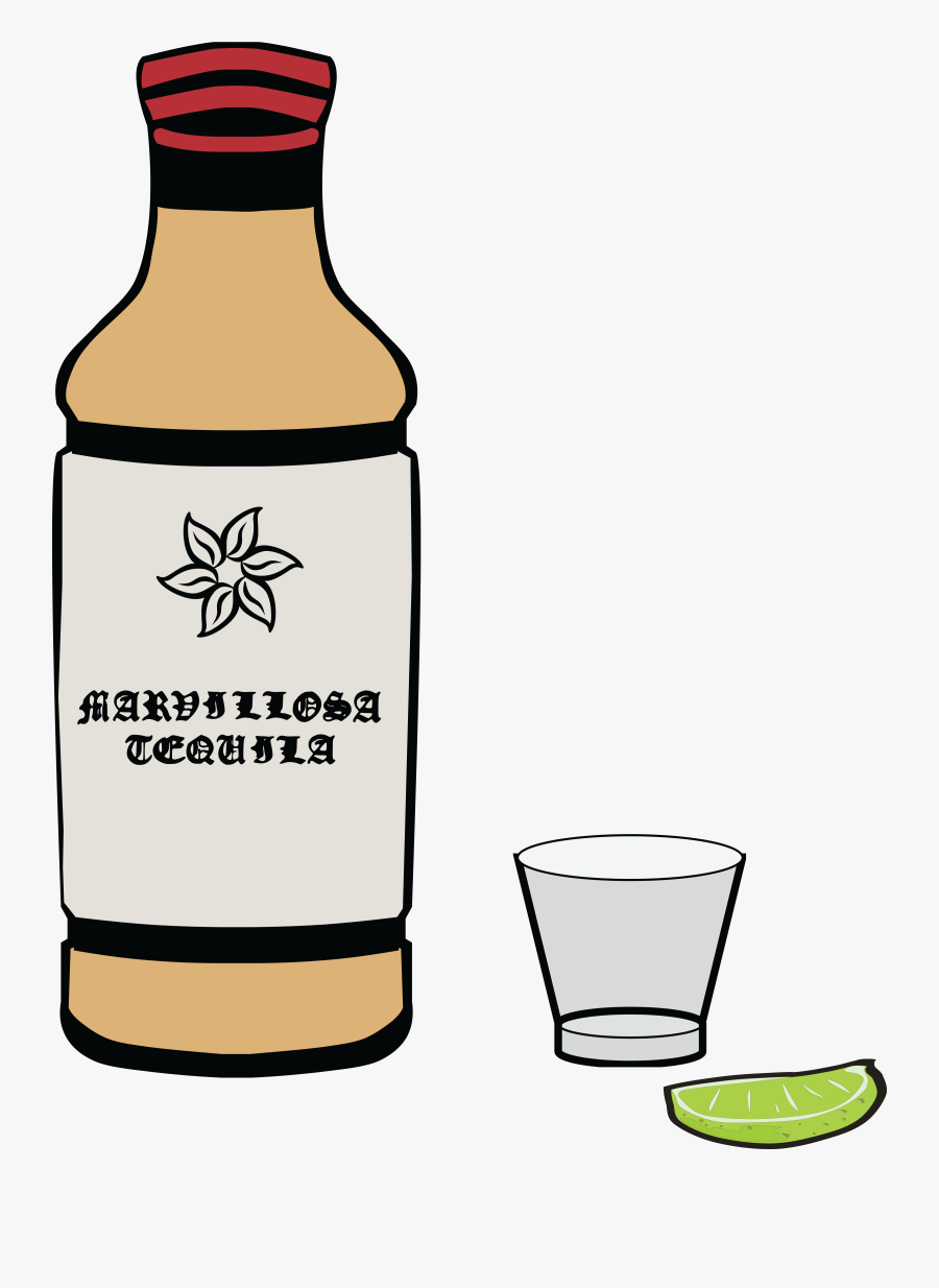 Free Clipart Of A Bottle Of Tequila - Dibujo De Botella, Transparent Clipart