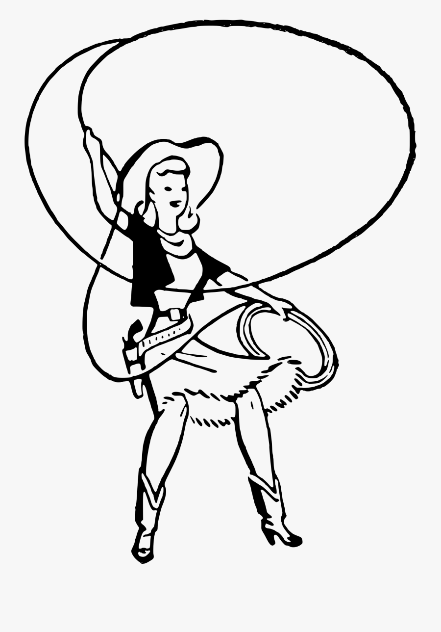 Clipart Cowgirl - Black And White Cowgirl Clipart, Transparent Clipart