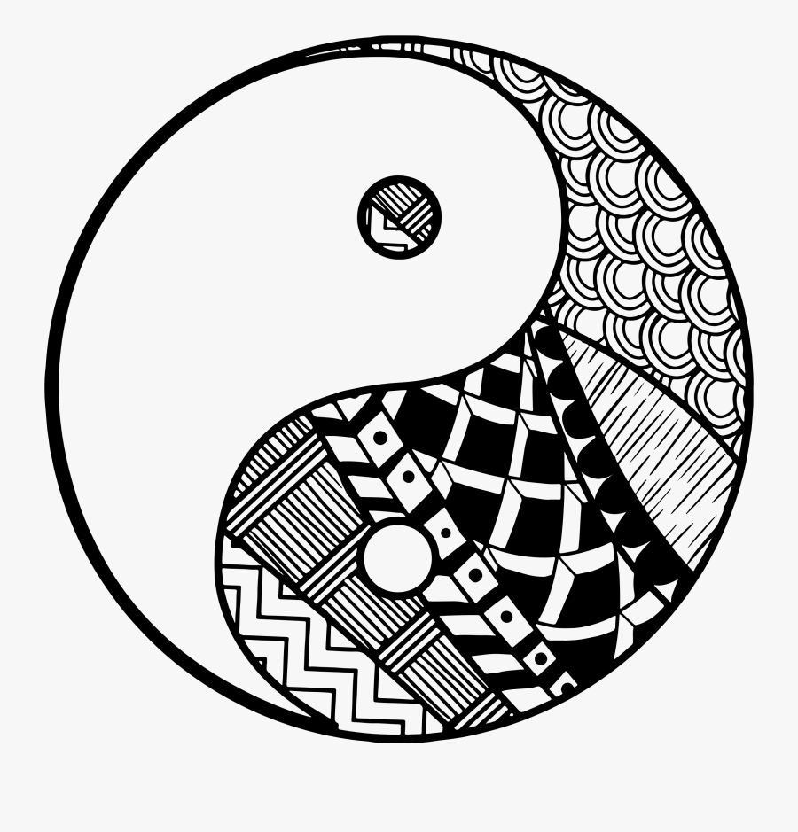 Easy Zentangle Yin Yang, Transparent Clipart