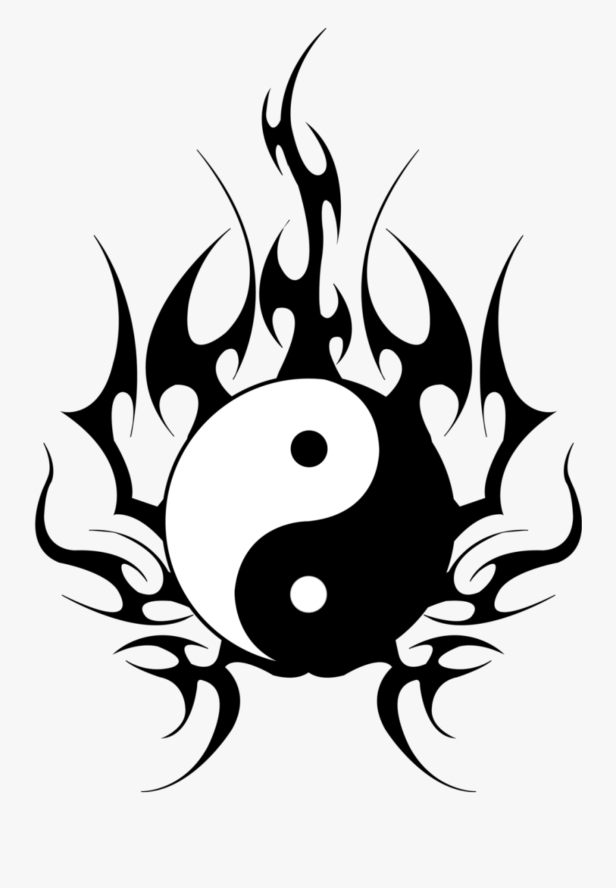 Yinyang Tattoos Clipart Outline - Tribal Yin Yang Tattoo Design, Transparent Clipart