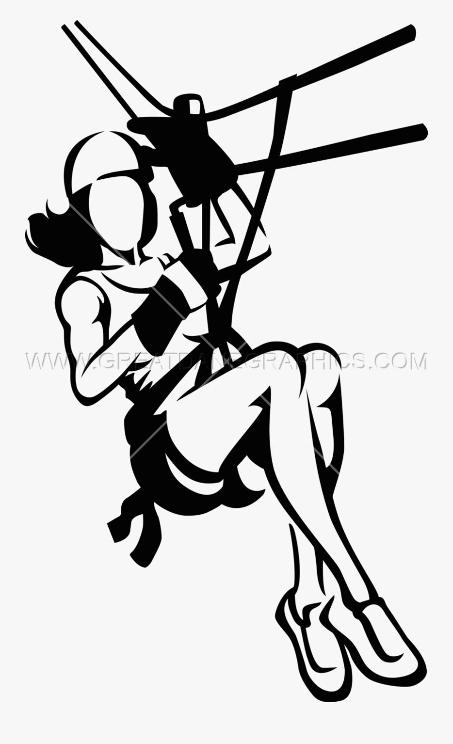 Thumb Image - Zipline Clipart Black And White, Transparent Clipart