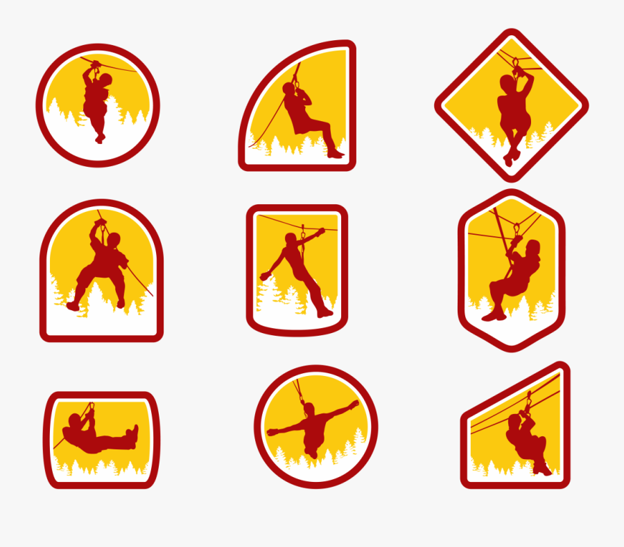 Zipline Vector Illustration - Men Vector Zip Line Crossing, Transparent Clipart