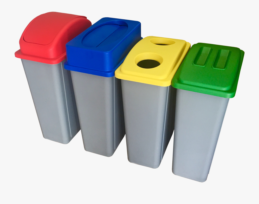 Recycling Station Bins With Coloured Lids - Recycling Station Bins Office, Transparent Clipart