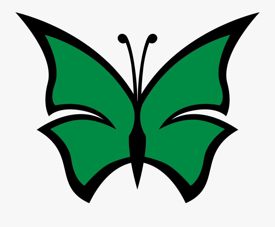 Green Butterfly Clipart - Simple Butterfly Drawing With Colour, Transparent Clipart