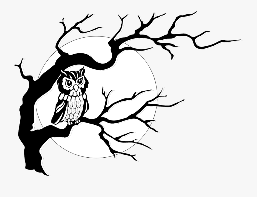 Barred Owl Black And - Owl Moon Clip Art, Transparent Clipart