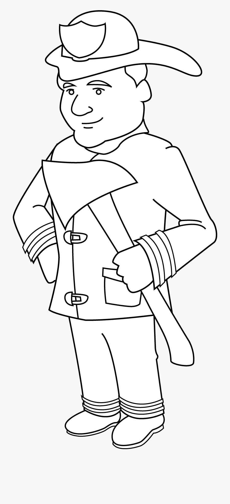 Firefighter Coloring Page - Clipart Of Fire Fighters Black And White, Transparent Clipart