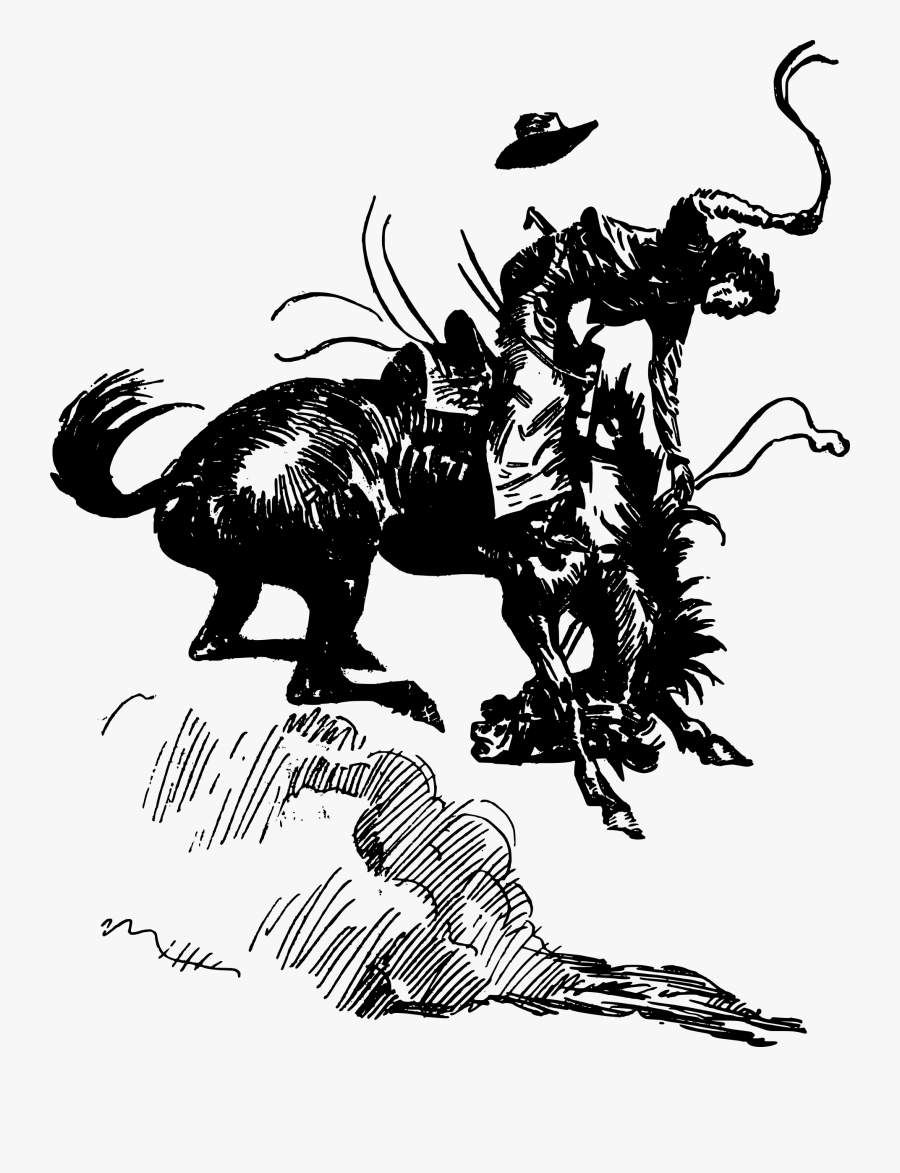 Cowboy Clipart Bronco - Cowboy Drawing Png, Transparent Clipart