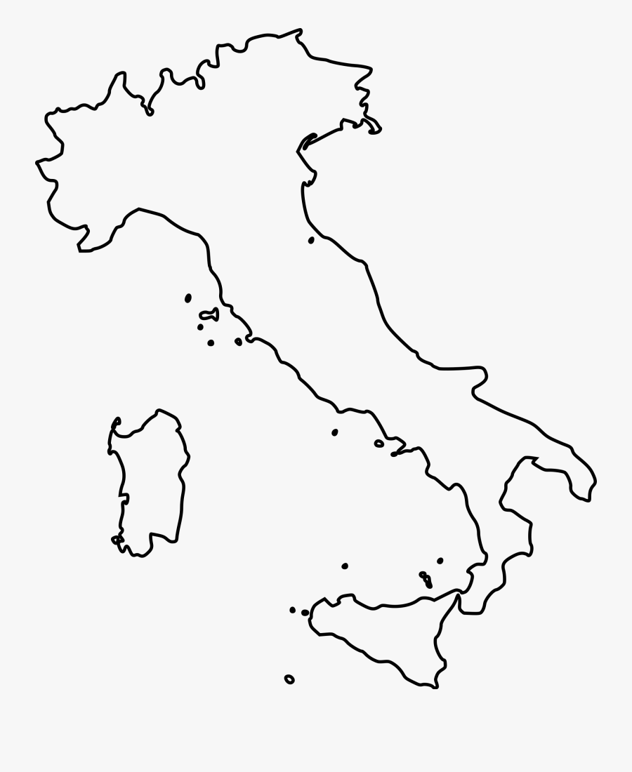 Italy Map Outline Clipart - Blank Outline Of Italy, Transparent Clipart