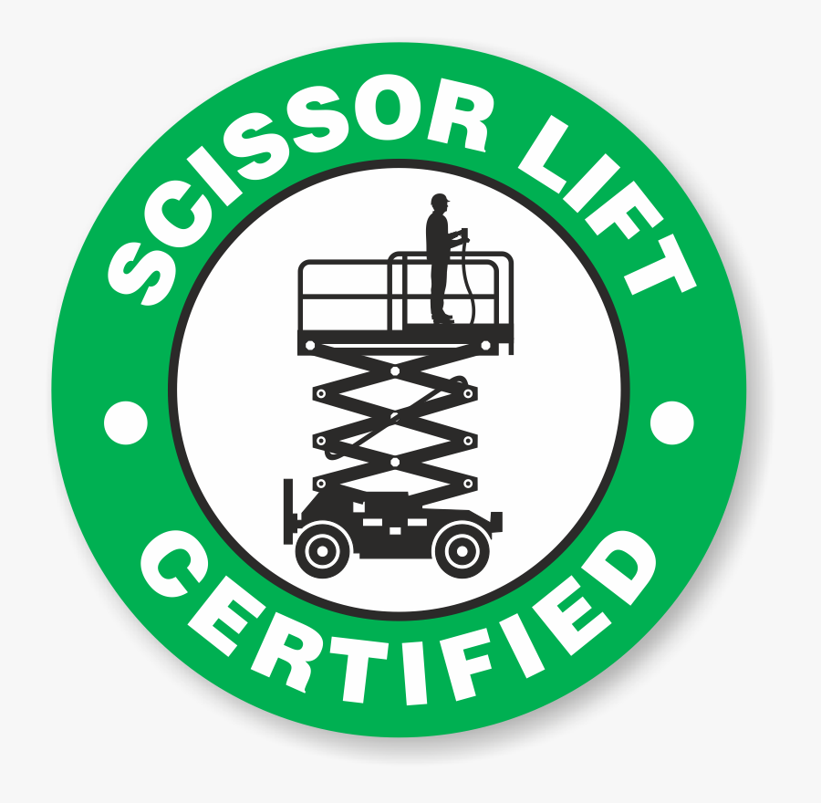 Certified Scissor Lift Hard Hat Decals, Transparent Clipart