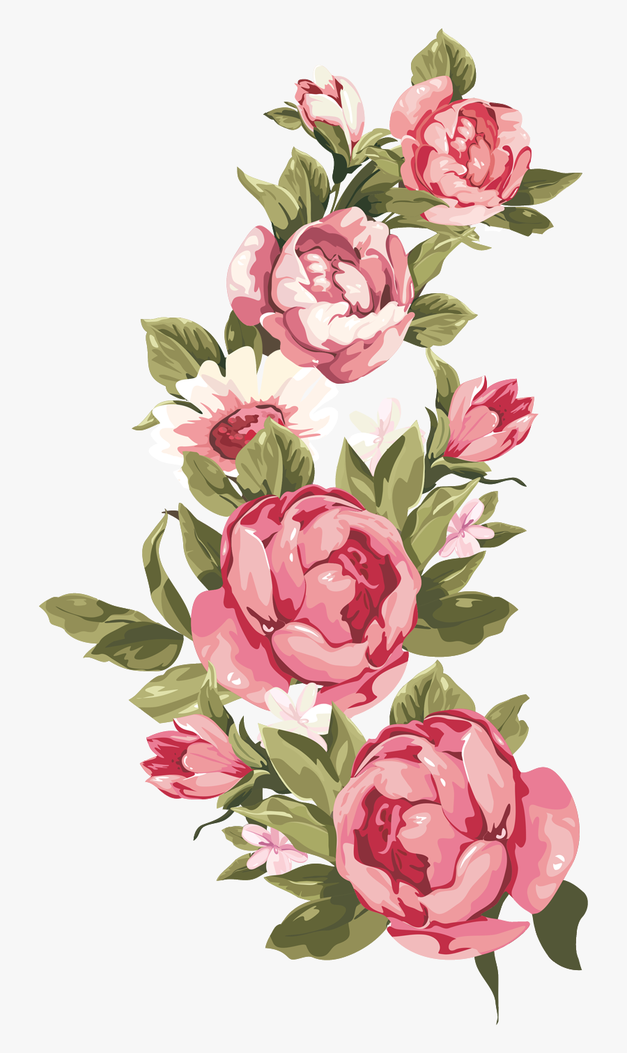 Watercolor Clipart Rose - Monograma Com Flores Png, Transparent Clipart