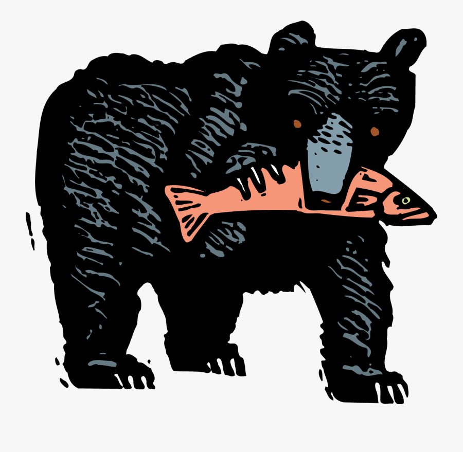 Bear Woodcut, Transparent Clipart