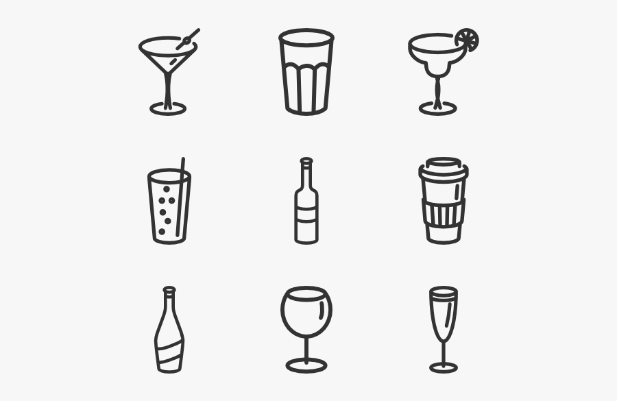 Glasses And Bottles - Drinking Glasses Icon, Transparent Clipart