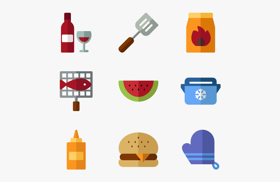 Barbecue Set - Barbecue Icons Png, Transparent Clipart