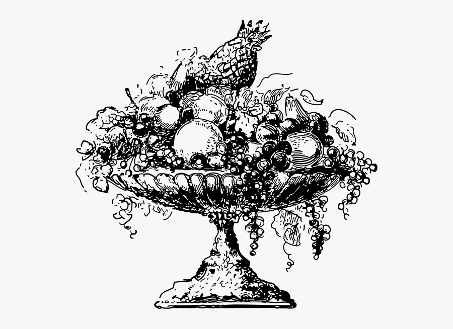Fruit Platter Black And White, Transparent Clipart