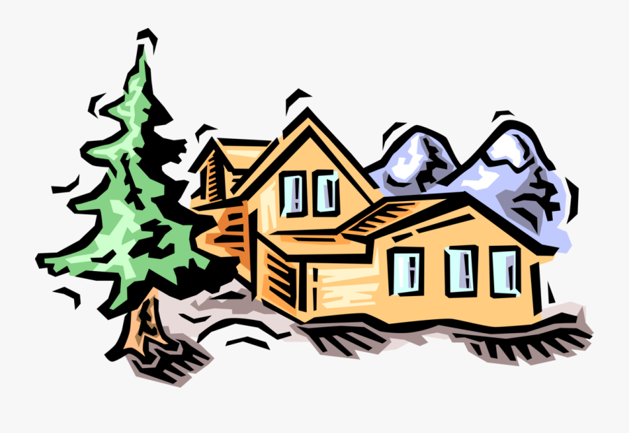 Vector Illustration Of Residence House Dwelling Cabin, Transparent Clipart