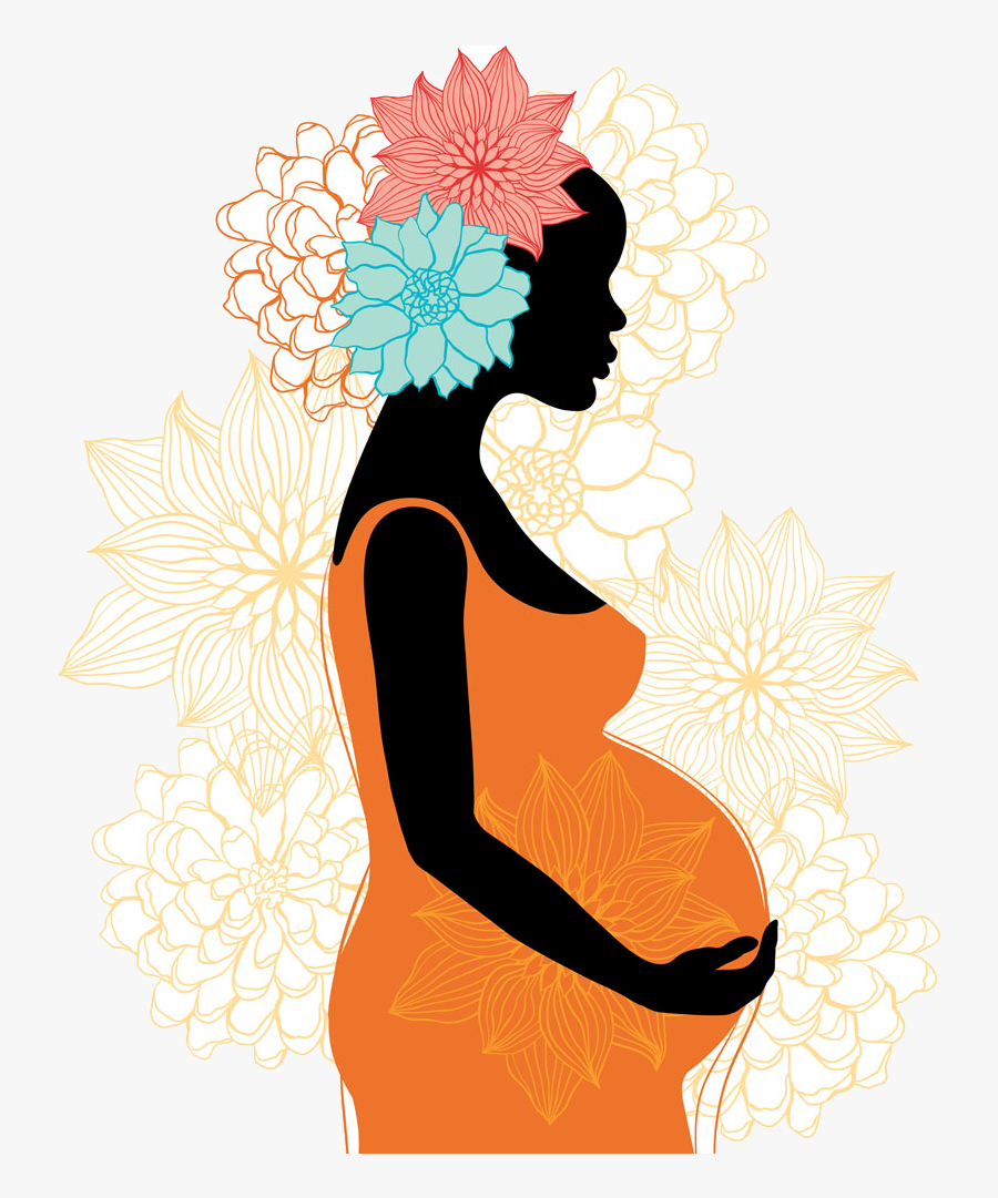 Pregnancy Silhouette Woman Clip Art - Pregnant Black Woman Silhouette, Transparent Clipart