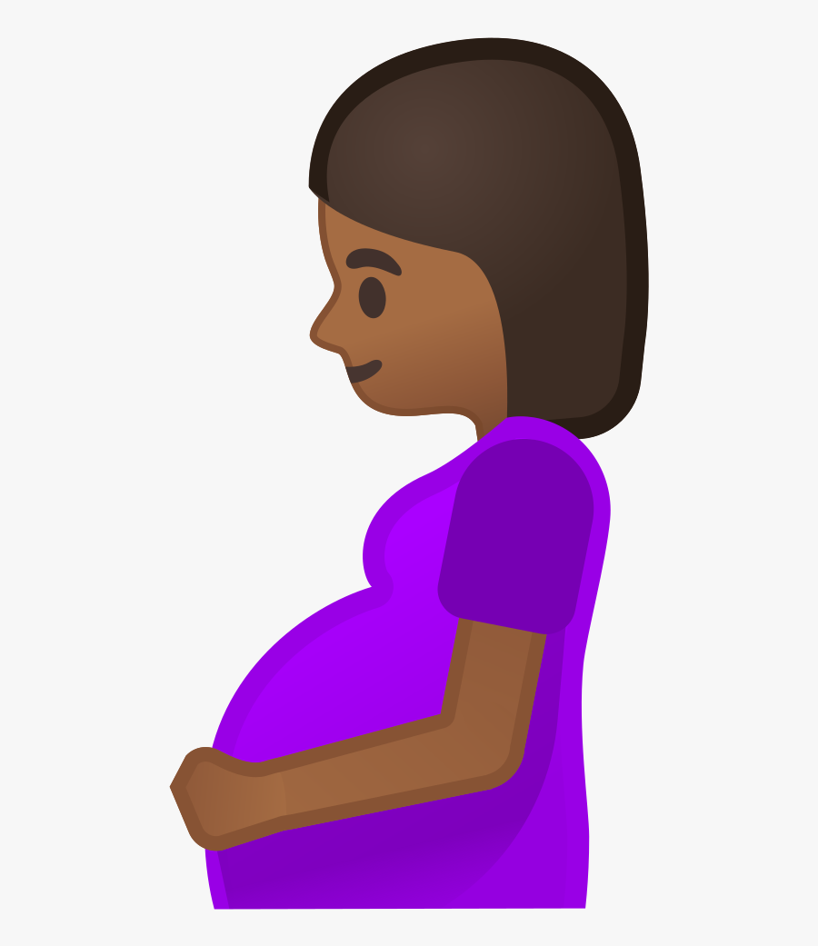 Pregnant Woman Medium Dark Skin Tone Icon - Black Skin Pregnant Icon, Transparent Clipart