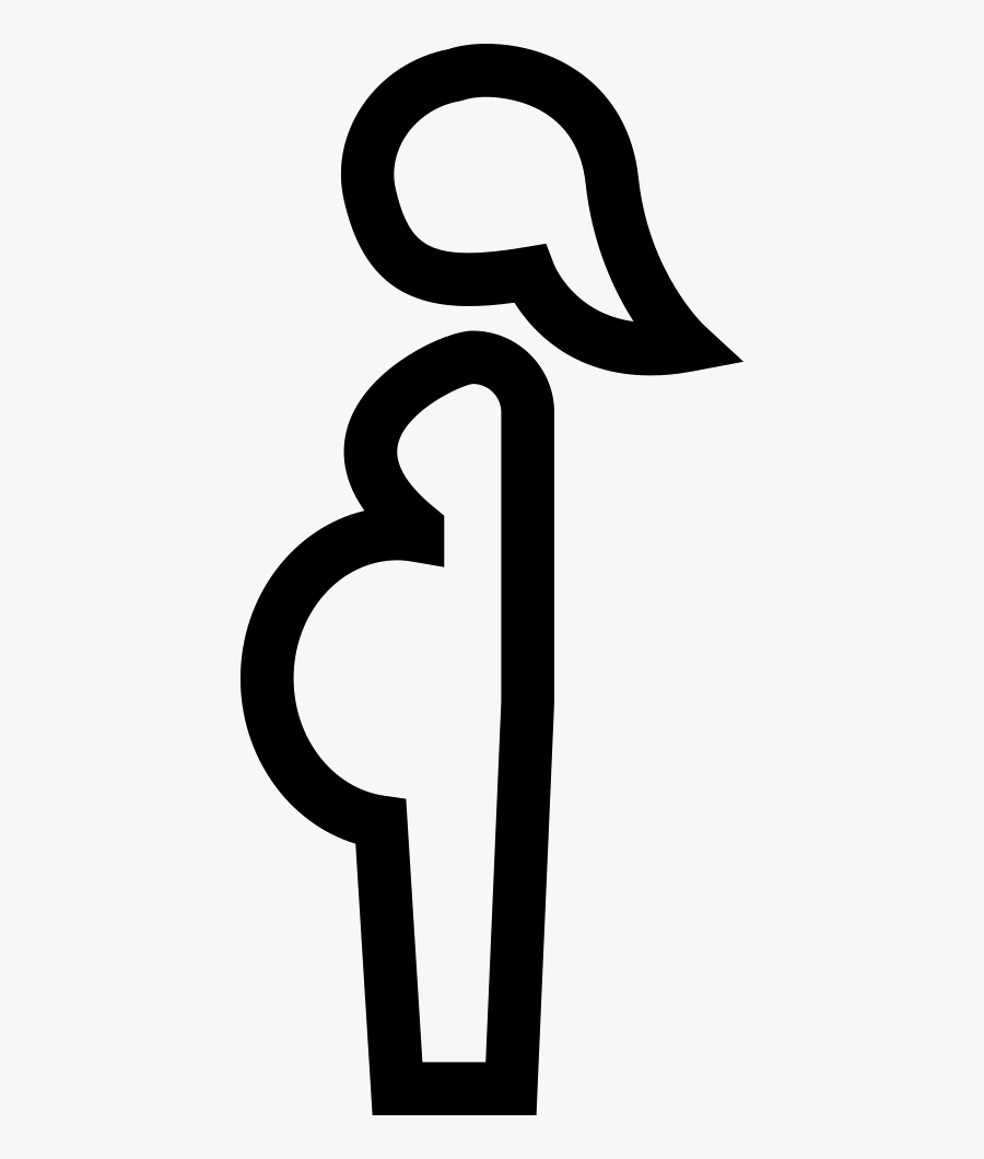Pregnant Woman Outlined Side View, Transparent Clipart