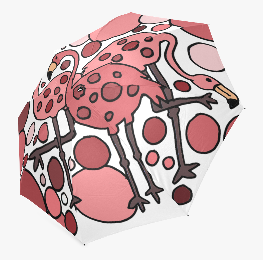 Funny Pink Flamingo Birds Art Foldable Umbrella - Illustration, Transparent Clipart