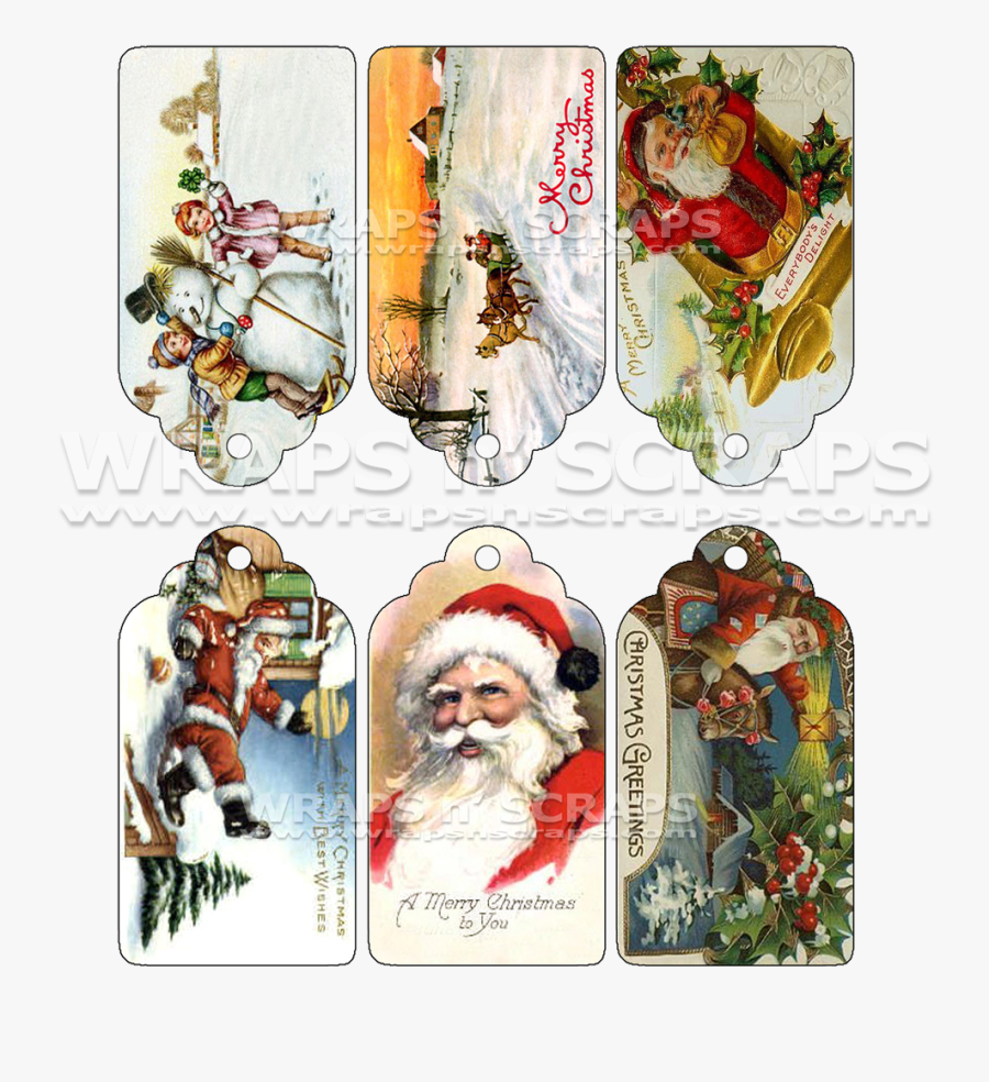 Victorian Christmas Gift Tags, Transparent Clipart