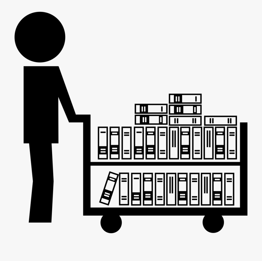 Librarian With Books On A Cart Svg Png Icon Free Download - Librarian Icon, Transparent Clipart