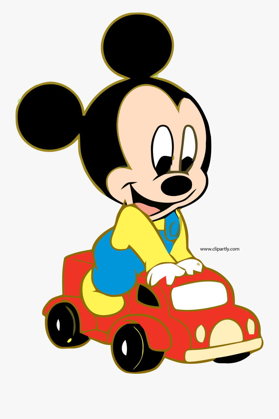 Mickey Toy Car Driving Clipart Png - Baby Mickey In The Car, Transparent Clipart