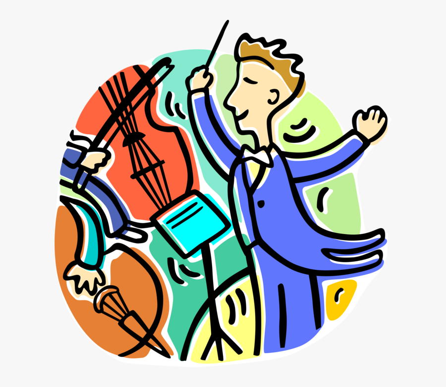 Vector Illustration Of Orchestra Maestro Conductor - School Orchestra, Transparent Clipart