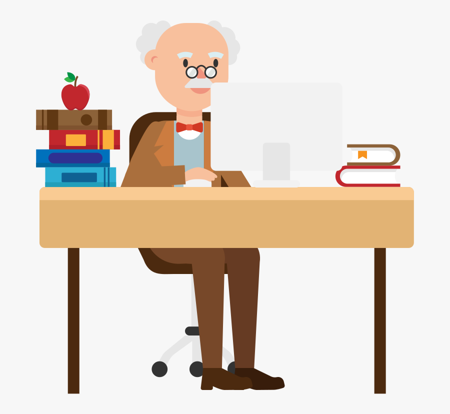 Professor Working, Transparent Clipart