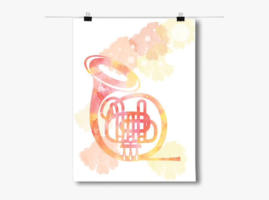 French Horn Silhouette - French Horn Silhouette Watercolor Case, Transparent Clipart