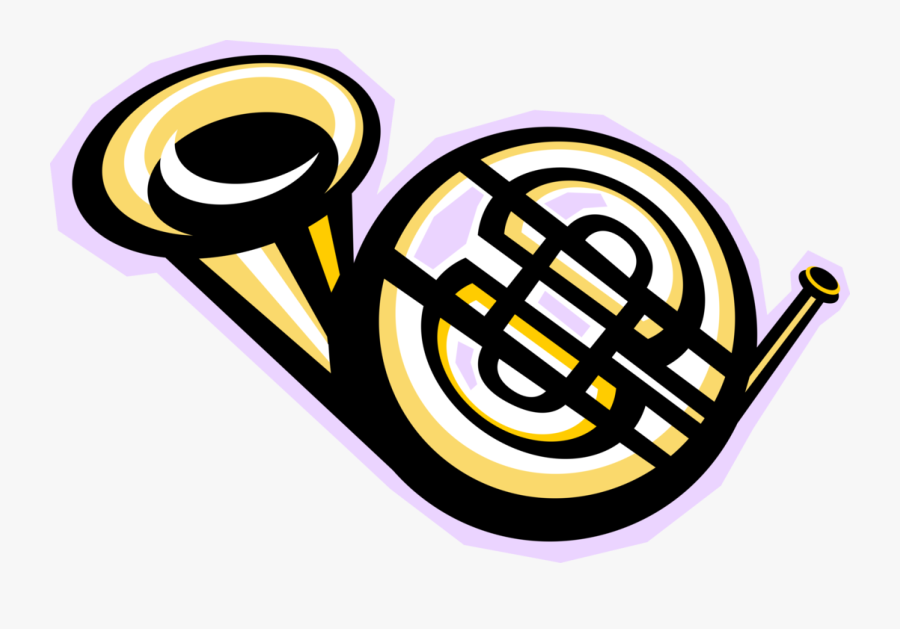 Vector Illustration Of French Horn Brass Musical Instrument - Circle, Transparent Clipart