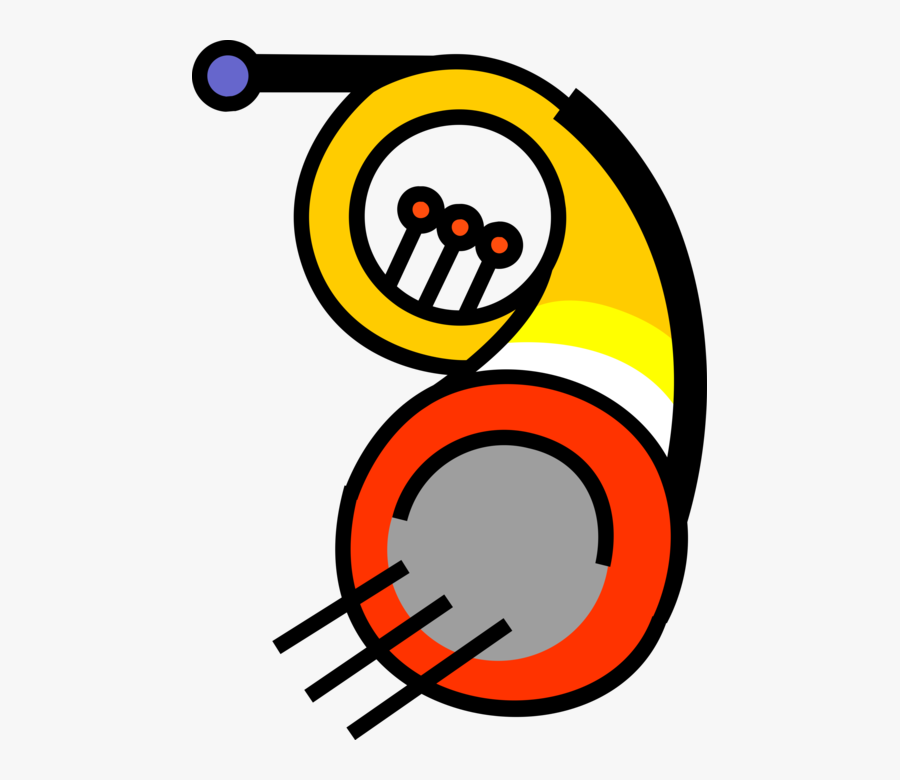 Vector Illustration Of French Horn Brass Musical Instrument, Transparent Clipart