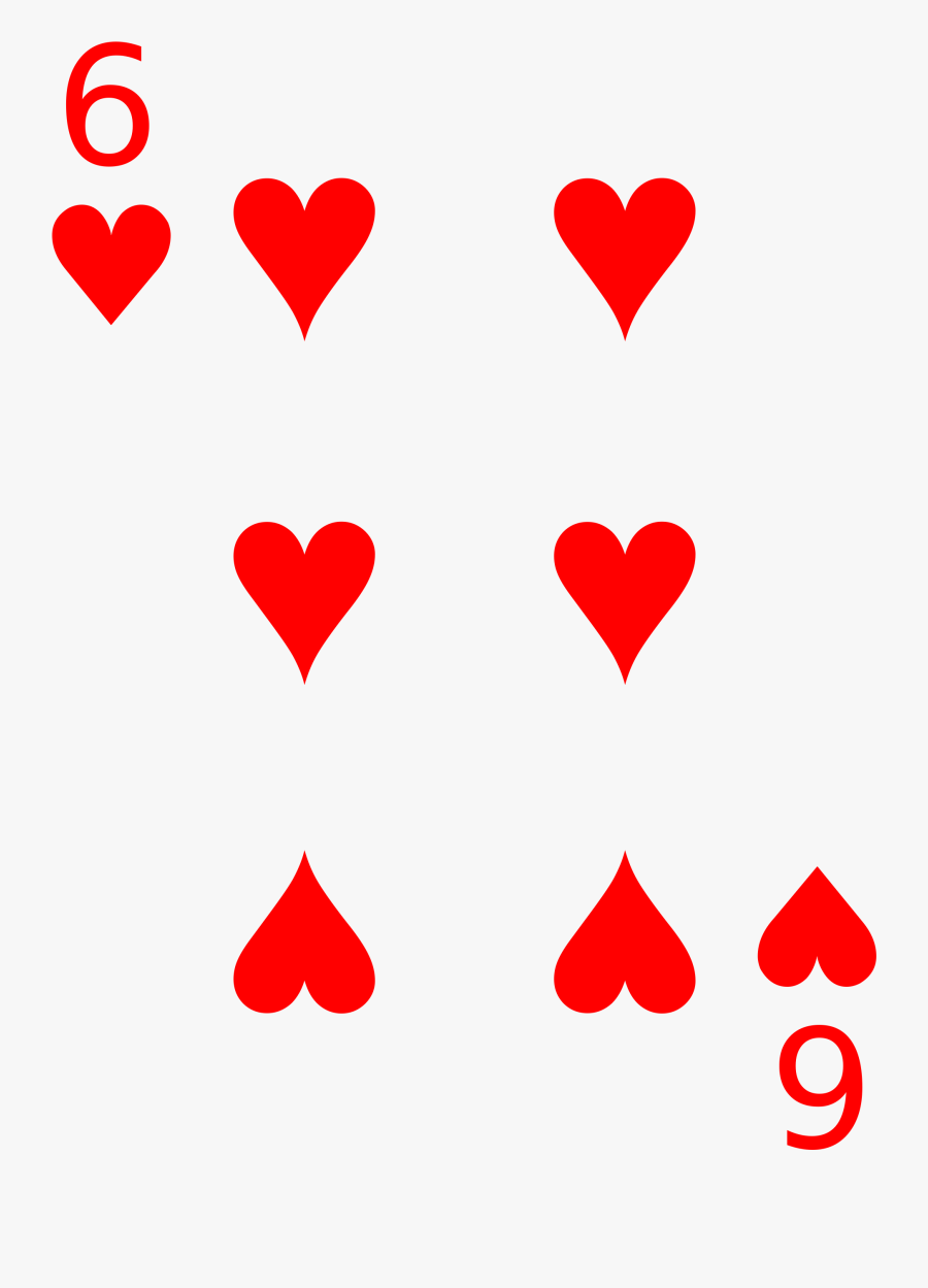 6 Of Hearts Playing Card Clipart , Png Download - 6 Of Diamonds Card, Transparent Clipart