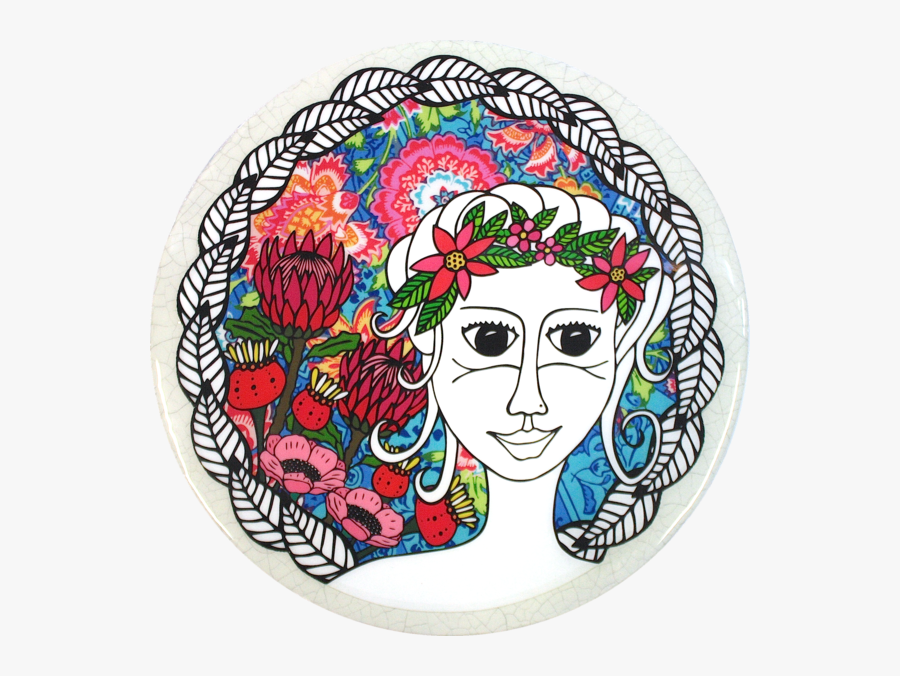 Botanic Goddess Woodblock - Circle, Transparent Clipart