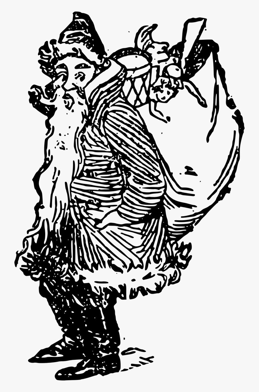 Father Christmas Clipart Black And White - Santa Claus, Transparent Clipart